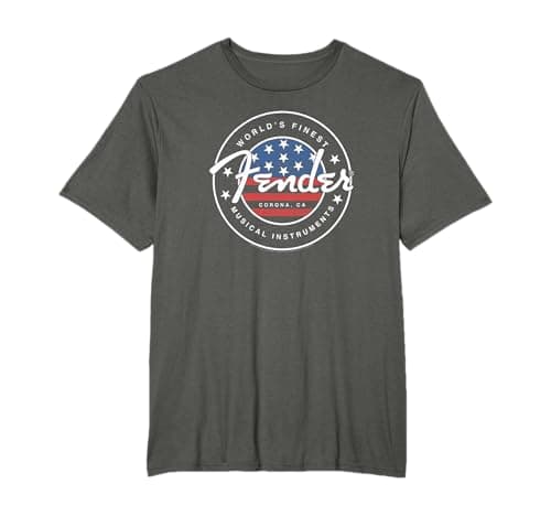 Image of Fender American Flag Circle Stamp Logo T-Shirt