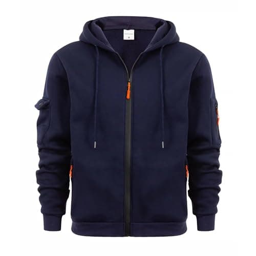 Image of Sprifloral Mens Hoodies Zip up Hooded Sweatshirts Long Sleeve Fleece Hoodies Casual Pullover Hoody Jacket with Zipper Pockets Navy S