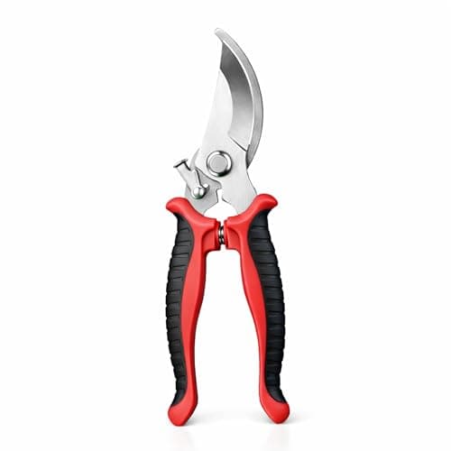Image of Boulton Garden Secateurs – Stainless Steel Sharp Bypass Pruning Shears with Ergonomic Non-Slip Handle, Heavy Duty Hand Pruner for Plants, Flowers & Shrubs - Pruners Trimming Plant Scissors (Red)
