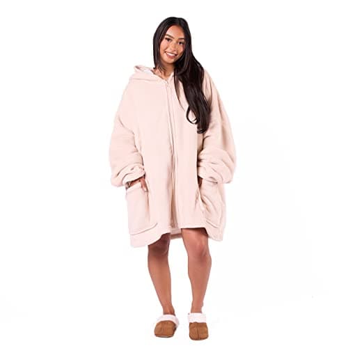 Image of Sienna Oversized Hoodie Women Zip Up, Mothers Day Gifts Super Soft Sherpa Fleece Hoodie Blanket Women Wearable Blanket Bed Jacket Sweatshirt Cardigan Jumper, Natural