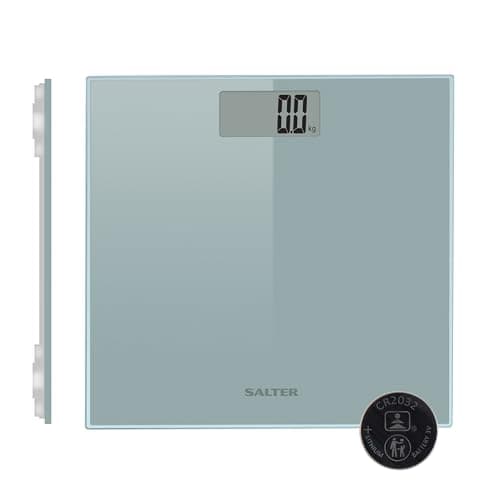 Image of Salter Digital Bathroom Scale - Body Weight Scales for People, Ultimate Accuracy, 180kg, Large Ultra Slim Platform, High Precision, Tap to Start, (Stone/Kgs/Lbs), 1 x CR2032 Battery Included, Silver