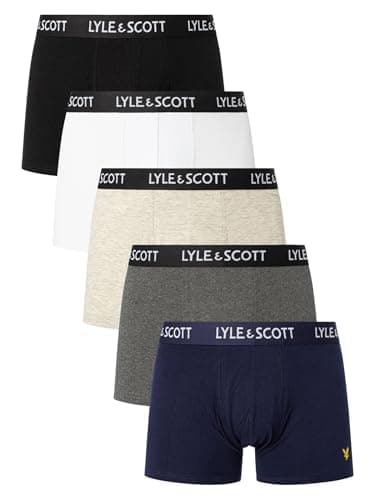 Image of Lyle & Scott Mens 5 pack Miller Trunks Black/Navy/Grey L