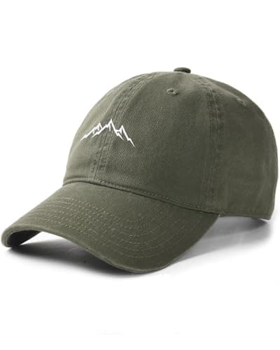 Image of FURTALK Baseball Caps Mens Mountain Embroidery Dad Hat Unstructured Soft Vintage Washed Cotton Outdoor Baseball Cap, Green, M