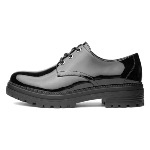 Image of Lilley Womens Patent Lace Up Shoe - Size 4 UK - Black