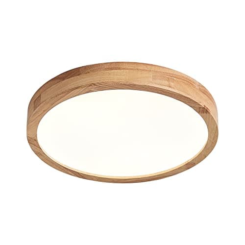 Image of Schindora Wooden LED Ceiling Light,20W Cool White 6000K 1600 LM,Round Wood Ceiling Lights Ø30cm for Lounge Living Room Kitchen Dining Room Hallway Home Office Children's Room
