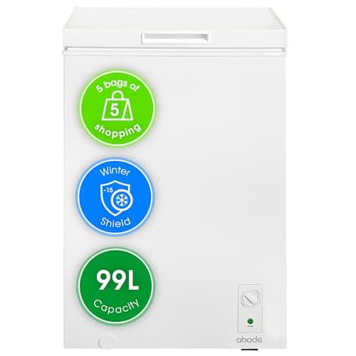 Image of Abode Freestanding White Chest Freezer 99L with Removable Wire Basket & Counter Balance Lid, Adjustable Thermostat, 4 Star Freezer, Suitable for Garages & Outbuildings A99CF0E1W