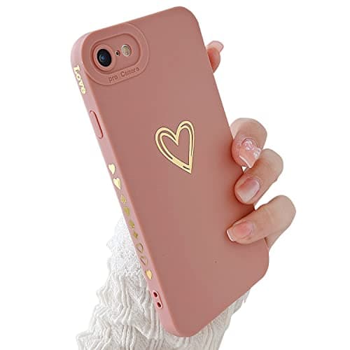 Image of LRANKAI Compatible with iPhone 6/6S Case for Women Girl,Cute Plated Love Heart with Full Camera Lens Protection Case Soft Silicone TPU Anti-Scratch Protective Cover for iPhone 6/6S 4.7″-Pink