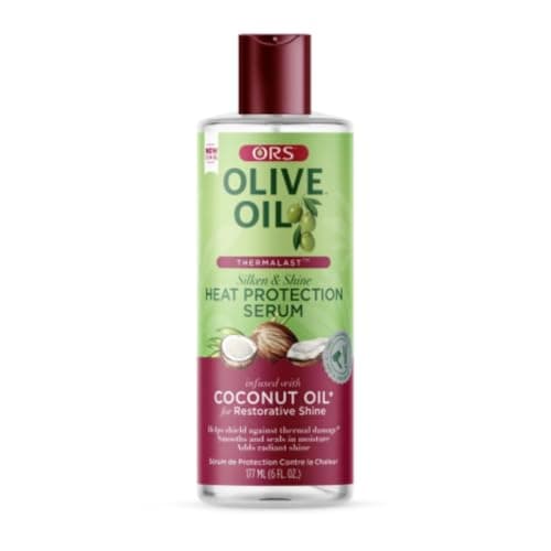 Image of ORS Olive Oil Heat Protection Hair Serum - 177 ml, Infused With Coconut Oil, For Restorative Shine, With Frizz Free & Fast Drying Formula (packaging may vary)