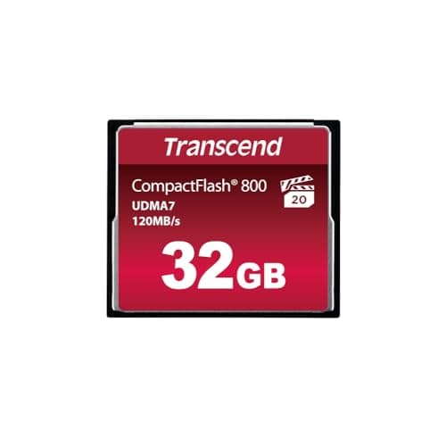 Image of Transcend 32GB CompactFlash 800 Memory Card, Up to 120/60 MB/s, Supports High-Speed Ultra DMA Transfer Mode 7, appropriate for Ultra-High Resolution Full HD and 3D Video Recording TS32GCF800