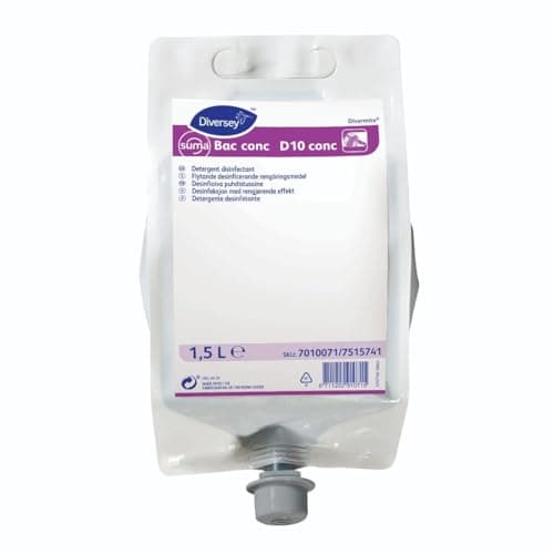 Image of Diversey Suma Bac D10 Detergent and Disinfectant Concentrate 1.5 Litre (Pack of 4)
