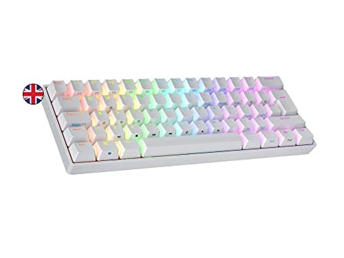 Image of Ranked S60 Supernova 60% | Hot Swappable Mechanical Gaming Keyboard | 62 Keys Multi Color RGB LED Backlit for PC/Mac Gamer | ISO UK Layout (White, Gateron Optical Red)