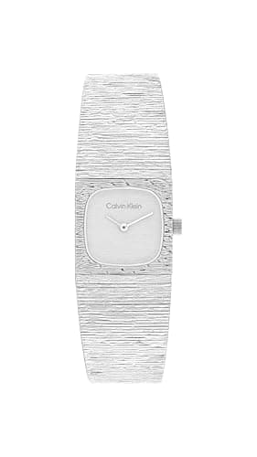 Image of Calvin Klein Two Hand Quartz Movement Watch Silver Sophisticated Square Collection with Silver Stainless Steel Bracelet - 25100177