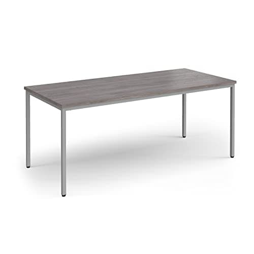 Image of Mr Office Flexi 25 rectangular table with silver frame 800mm deep, 1800, Grey oak