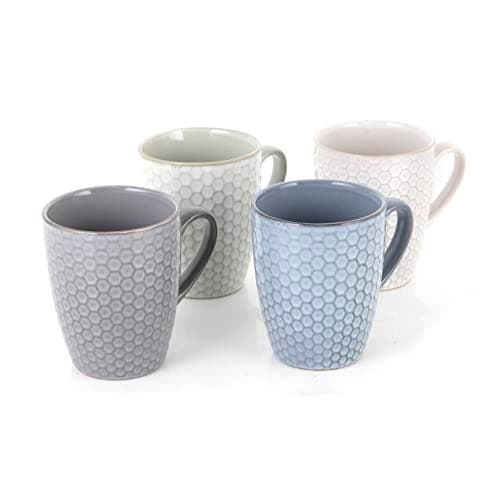 Image of Barbary & Oak BO874013 Reef Honeycomb, Reactive Glaze, Stoneware, Set of 4