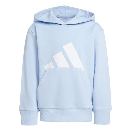 Image of adidas Unisex Kids ESSENTIALS BIG LOGO HOODIE, glow blue/white, 4-5 Years