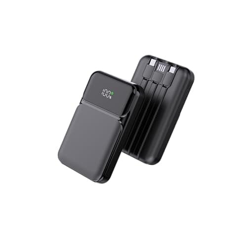 Image of 4 Outputs Power Bank 10000mAh with built-in Cables,Fast Charging 22.5W PD QC Quick Charge Portable Charger USB C compatiable with Smartphones Tablets and More