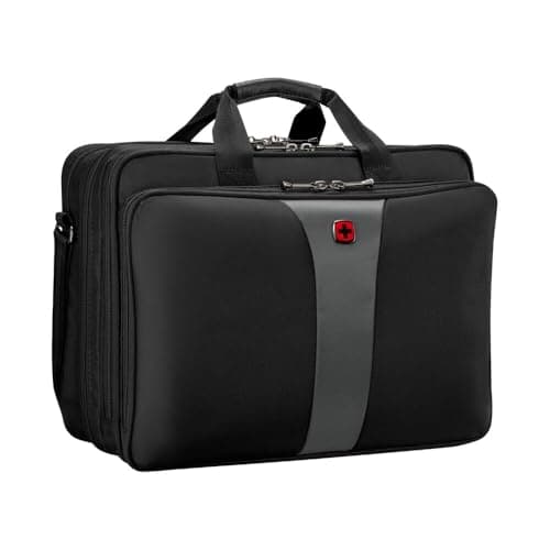 Image of Wenger Legacy 600655, 17 Inch Laptop Case, with iPad/Tablet/eReader Pocket, 19 Litre, Business, School, Travel, Padded Laptop Compartment Black/Grey 32 x 21 x 42 cm
