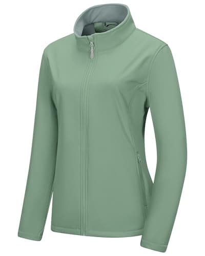Image of 33,000ft Women's Softshell Jacket Warm Fleece Lined Windbreaker Lightweight Waterproof Rain Jacket for Running Golf Hiking Light Green S