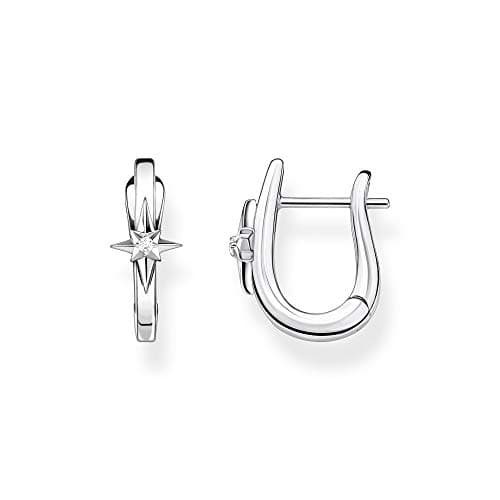 Image of THOMAS SABO Hoop earrings star silver 925 Sterling Silver, Blackened
