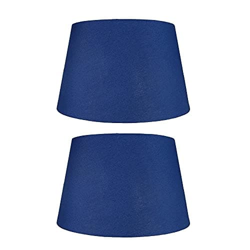 Image of 2 Pack - Navy Blue 10" Cotton Tapered Drum Vintage Lampshade with Reversible Gimble & Shade Reducing Ring to Fit All Types of Lampholders - Rolled Edges - Hard Lined - Sold in Pairs