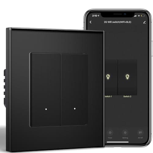 Image of BSEEDLIFE Smart Light Switch,Intelligent WiFi Wall Switch for Smart Home,Compatible with Alexa,Google Home(via Tuya/Smart Life App),2 Gang 1 Way 86 * 86mm,Black