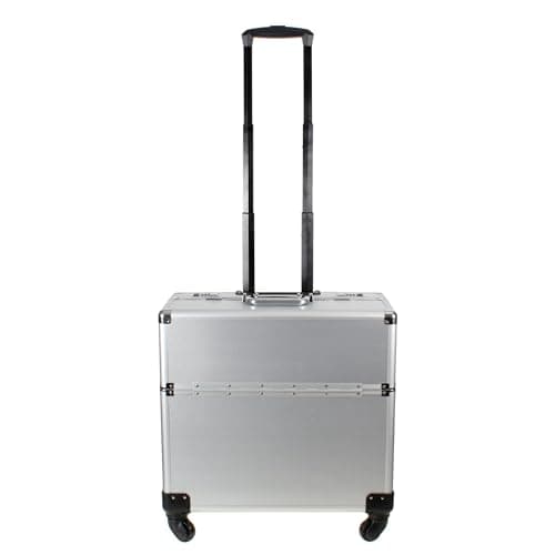 Image of AR BRAND EST. 2021 Aluminium Pilot Wheeled Trolley Case Hard Briefcase Black Silver (Silver)