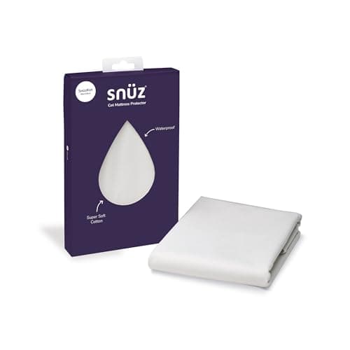 Image of Snüz SnüzKot Waterproof Cot Bed Mattress Protector - Super Soft Brushed Cotton Cot Mattress Protector with Dust Mite Barrier, Machine Washable Crib Sheets, 118 x68cm