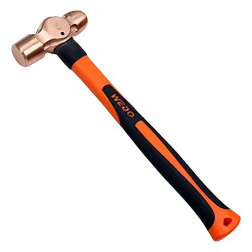 Image of WEDO Copper Ball Peen Hammer 340g(3/4lb), Ball Pein Hammer with Fiberglass Handle, Length 280mm(11"), Die-Forged, Corrosion Resistant, DIN Standard