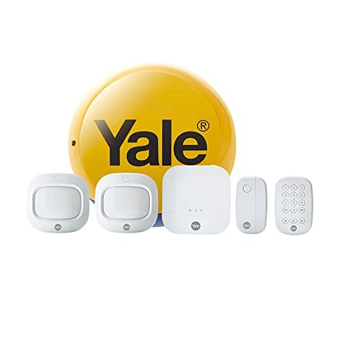 Image of Yale IA-320 Sync Smart Home Alarm 6 piece kit. Includes Sync Alarm Hub, External Siren, 1x Door/Window Contacts, 2x PIR Motion Detector, Keypad. Works with Alexa, Google Assistant & Philips Hue