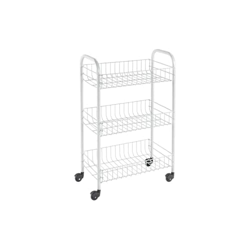 Image of Metaltex Siena 3-Tier Trolley with Wheels - Multipurpose Storage Cart for Home including Kitchen, Bathroom, Office and Garage – White Metal, 400 grams