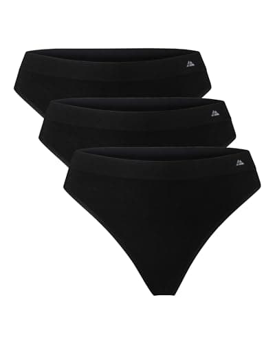 Image of DANISH ENDURANCE 3 Pack Women's Seamless Bamboo Thongs Panties, Super Soft Breathable Comfortable Underwear, Black, XS-S