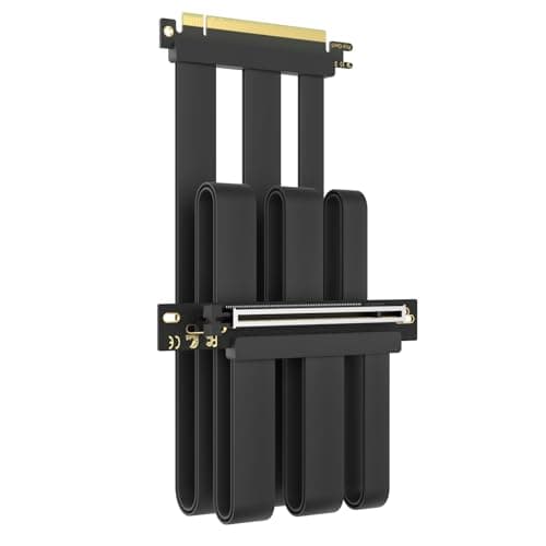 Image of GLOTRENDS 600mm PCIe 5.0 Riser Cable for RTX5090 RTX4090 RX9070 RX7900, Compatible with PCIe 5.0/4.0 GPUs, 90 Degree Right Angle for Vertical GPU Mount