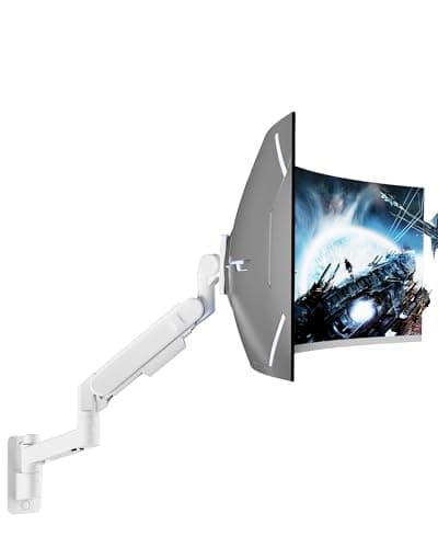 Image of ARES WING Ultrawide Monitor Wall Mount for 24-57 Inch Screens, Heavy Duty vesa wall mount with Fully Adjustable Gas Spring, Tilt Swivel Rotate Monitor Arm, MAX 27 kg, VESA 75/100, White