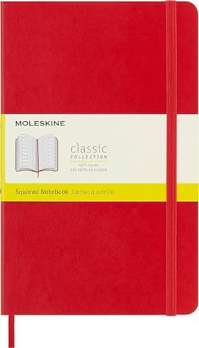 Image of Moleskine Classic Notebook, Notebook With Squared Pages, Soft Cover and Elastic Closure, Scarlet Red, Large, 13 x 21 cm, 192 Pages