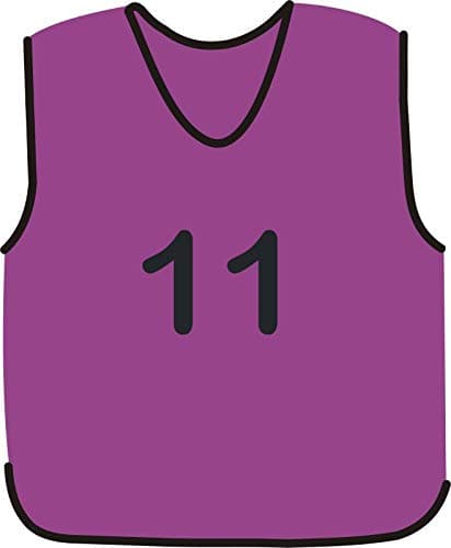 Image of NUMBERED FOOTBALL MESH TRAINING SPORTS BIBS Pack of 7 (1-7 OR number of your choice)-Back only (Purple, Small Boys(U8's))
