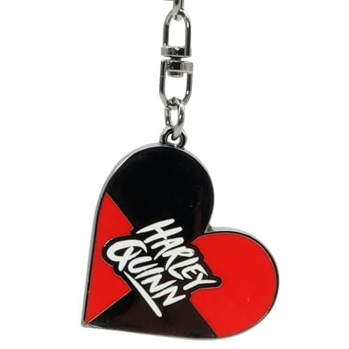 Image of ABYSTYLE - DC COMICS Harley Quinn Heart Keyring, black and red, H. 3,6 cm x L. 4 cm