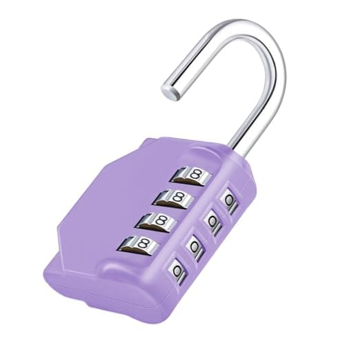 Image of ZHEGE Padlocks with Code, Combination Padlock for Gym Locker, 4 Digit Combination Lock for School Locker, Outdoor Padlock Weatherproof for Garage, Backyard Fence Gate, Sheds (1P, Purple)