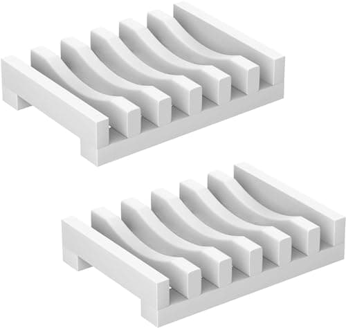 Image of Topsky 2-pack Silicone Soap Dish with Self-emptying Drainage Soap Holder for Kitchen Shower Room Bathroom (White)