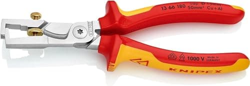 Image of KNIPEX Strix Insulation Strippers with Cable Shears Self-Service Card Chrome-Plated Insulated with Multi-Component Grips, VDE-Tested, 13 66 180 SB