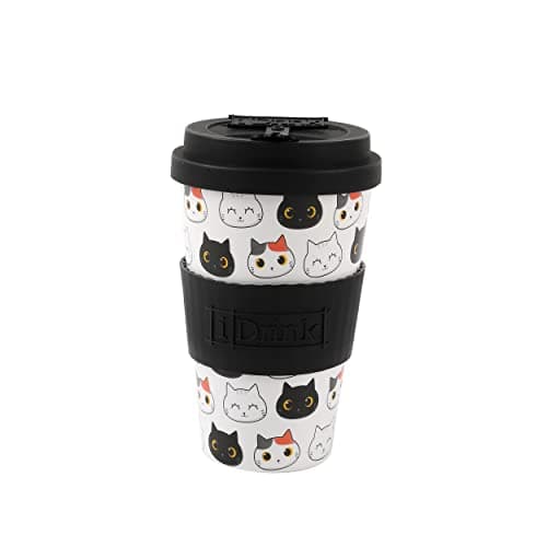Image of I-TOTAL IDRINK® - RPET Coffee Mug with openable Silicone Cap, Easy to Carry 435ml, Recycled Plastic Takeaway Mug 8.7 x 8.7 x 15cm Ergonomic 435ml (CAT)