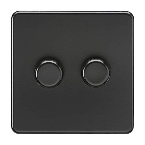 Image of Knightsbridge SF2182MBB Screwless 2G 2-Way 10-200W (5-150W LED) Trailing Edge dimmer, 230 V, Matt Black