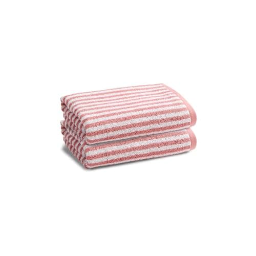 Image of Christy Portobello Stripe Hand Towels | Set of 2 | 100% Combed Cotton | 550GSM | 50cm x 100cm | Quick Dry | Rose Pink