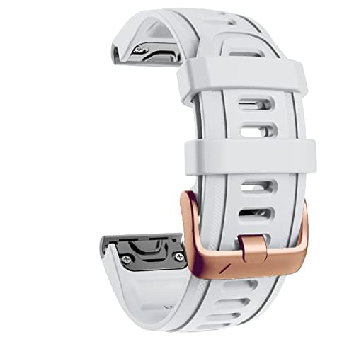 Image of Fleshy Leaf QuickFit 20mm Watch Band Compatible with Garmin Fenix8 43mm Fenix 7S 5S/ 5S Plus, 6S/ 6S Pro, D2 Delta S, Descent Mk2S - Silicone Replacement Strap Bracelet Wristband-SmartWatch(White)