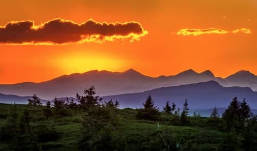 Image of Mountains Fields Sunset V001 Wall Art Wall Mural Wallpaper fit with Standard Wall Paper Paste 300cm Wide x 240cm deep
