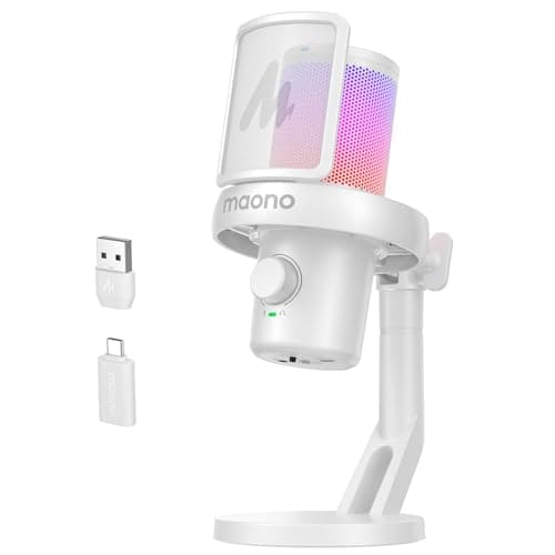 Image of MAONO Wireless Microphones for PC, Gaming Mic with Software AI Voice Change, One-tap Noise Cancellation, Custom EQ, Adjustable RGB Light, Monitoring, for Gaming, Podcasting, Streaming, DM40 White
