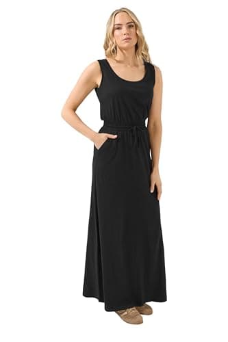 Image of Long Tall Sally - LTS Tall Tie Waist Cotton Maxi Dress - Women's Black