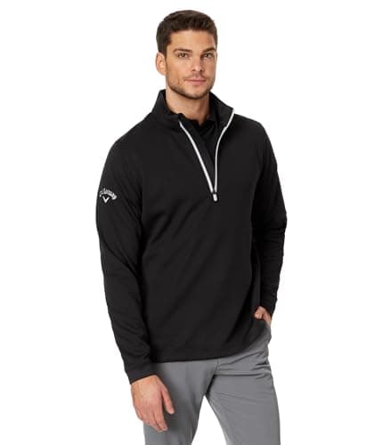 Image of Callaway Midweight 1/4 Zip Hex Pullover, Caviar, XXL