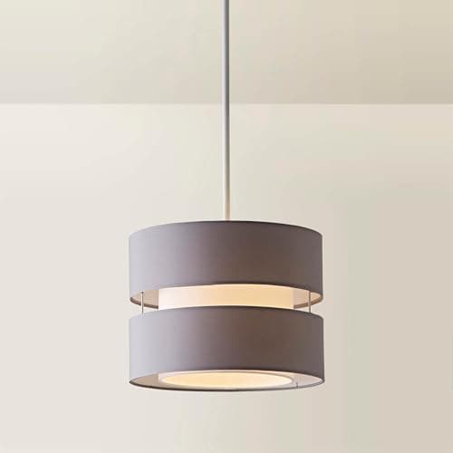 Image of MiniSun | Modern 2 Tier Ceiling Light Shade in a Grey Finish | Pendant Lights, Home Décor & Improvement Essential | 26cm Shade Width