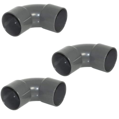 Image of PVC Solvent Weld Swept Bend Pipe Fittings, 92.5 Degree, 40mm, Grey, Pack of 3