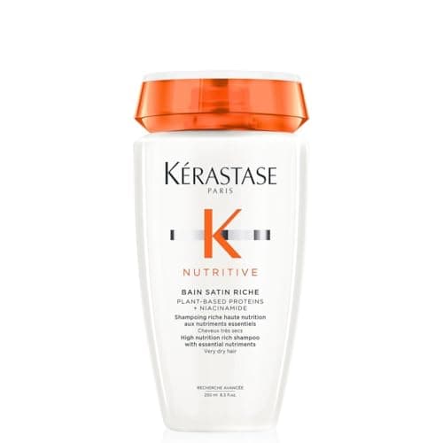 Image of Kérastase Nutritive, Gentle Hydrating Shampoo for Dry Hair, Nourishing Protein Formula with Niacinamide, Moisturises, Softens and Restores Shine, Bain Satin, 250ml